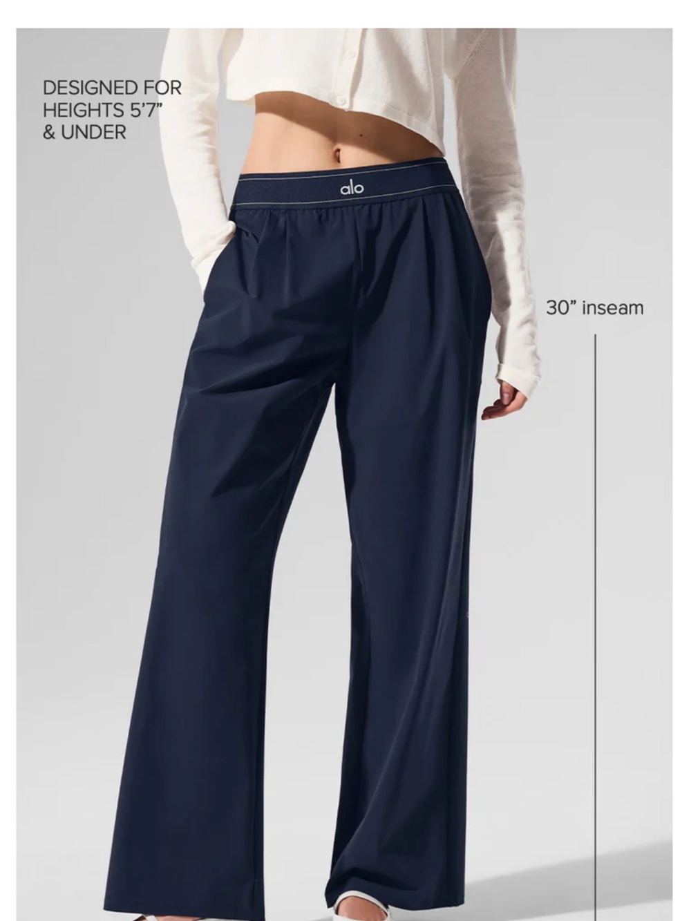 ALO Yoga Midnight Navy Wide-Leg Track Pants - Picture 2 of 3